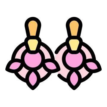 Pair of pink flower shaped dangle earrings fashion jewelry Stock Illustration