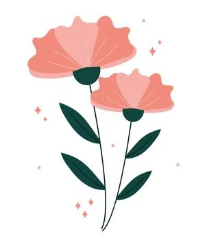 Pair of pink flowers Ilustração Stock