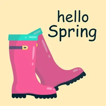 A pair of pink rubber boots. Vector illustration in flat style Stock Illustration