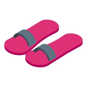 Pair of pink summer flip flops slippers isometric view Stock Illustration