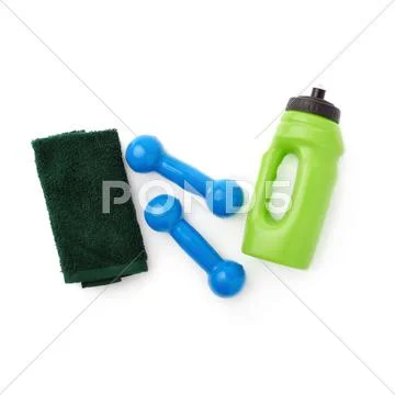 Pair of Plastic coated dumbells isolated over the white background Stock Photos