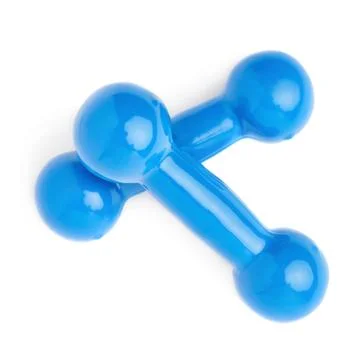 Pair of Plastic coated dumbells isolated over the white background Fotos Stock