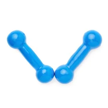 Pair of Plastic coated dumbells isolated over the white background Fotos Stock