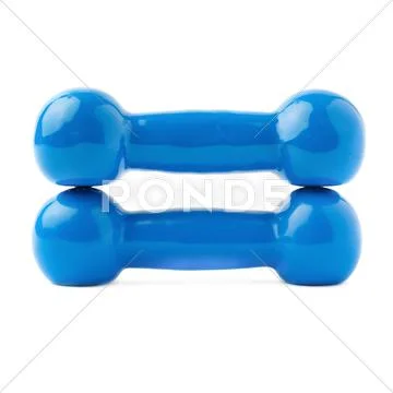 Pair of Plastic coated dumbells isolated over the white background Stock Photos