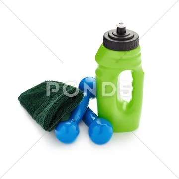 Pair of Plastic coated dumbells isolated over the white background Stock Photos