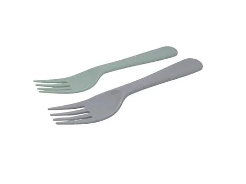 Pair of Plastic Forks on White Background Stock Photos