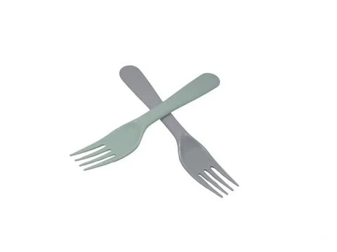 Pair of Plastic Forks on White Background Stock Photos