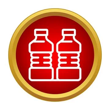 Pair of plastic water bottles line icon Ilustração Stock