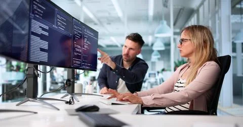 Pair Programming Collaboration In Business Software Development For Agile Com Stock Photos