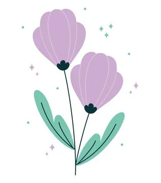 Pair of purple flowers Ilustração Stock