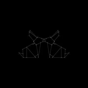 Pair Rabbit or Bunny Polygonal Lines Stock Illustration