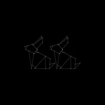 Pair Rabbit or Bunny Polygonal Lines Stock Illustration