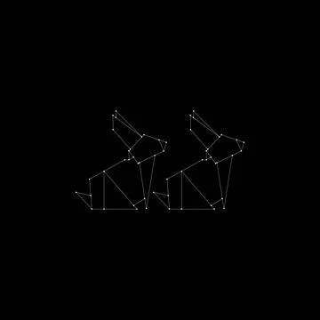 Pair Rabbit or Bunny Polygonal Lines Stock Illustration