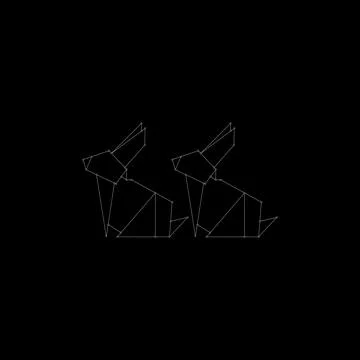 Pair Rabbit or Bunny Polygonal Lines Stock Illustration