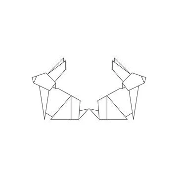 Pair Rabbit or Bunny Polygonal Lines Stock Illustration