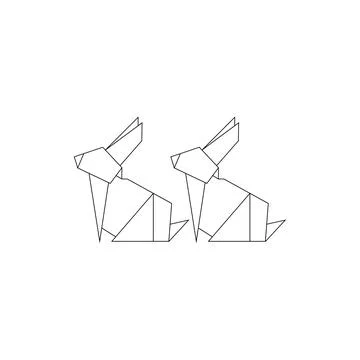 Pair Rabbit or Bunny Polygonal Lines Stock Illustration