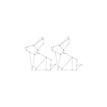 Pair Rabbit or Bunny Polygonal Lines Stock Illustration