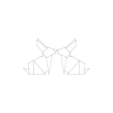 Pair Rabbit or Bunny Polygonal Lines Stock Illustration