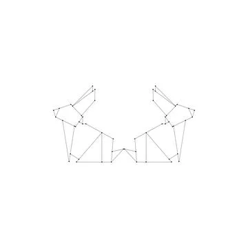 Pair Rabbit or Bunny Polygonal Lines Stock Illustration