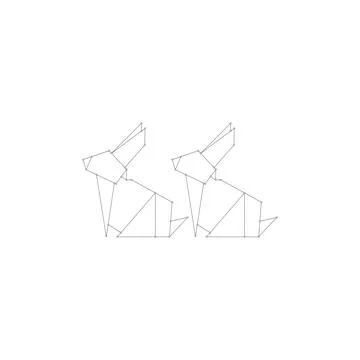 Pair Rabbit or Bunny Polygonal Lines Stock Illustration
