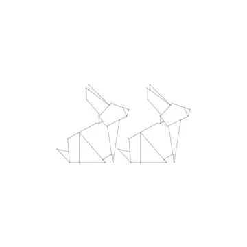 Pair Rabbit or Bunny Polygonal Lines Stock Illustration