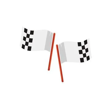 Pair of racing flags with chequered pattern flat vector illustration isolated. Stockillustratie