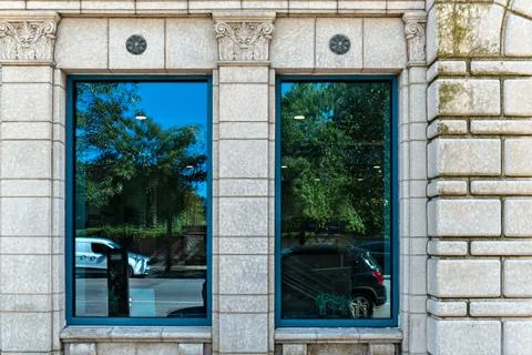 Pair of rectangular windows. Stock Photos