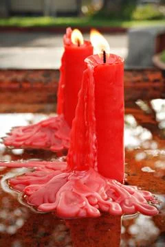 Pair of Red Candles Stock Photos
