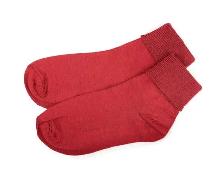 Pair of red cotton socks Stock Photos