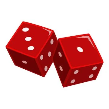 Pair of red dice rolling in the air, symbolizing gambling, chance, and risk Stock Illustration