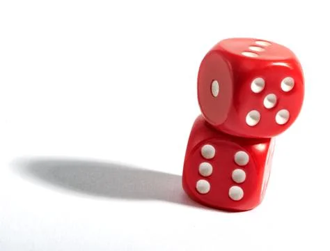Pair of red dice on white Stock Photos