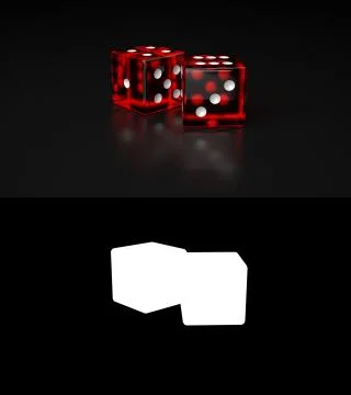 Pair of red dices with alpha channel Stock Illustration