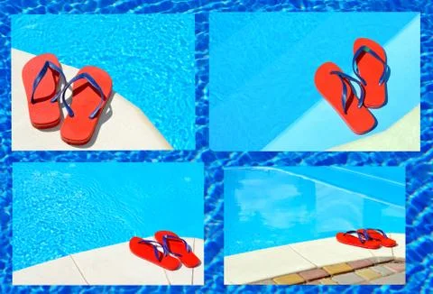 Pair of red flip-flops. Stock Photos