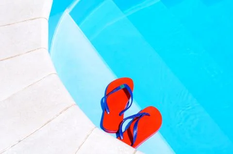 Pair of red flip-flops. Stock Photos
