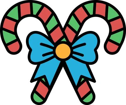 A pair of red, green, and blue candy cane bows 库存插图