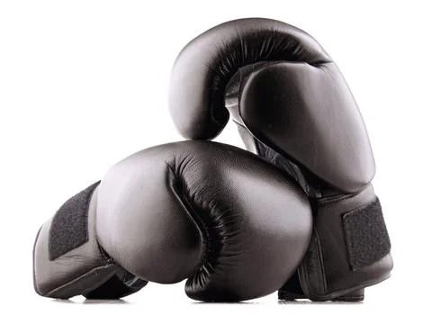 Pair of red leather boxing gloves isolated on white background Stock Illustration