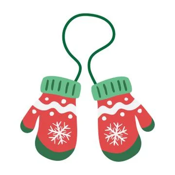 Pair of red mittens. Stock Illustration