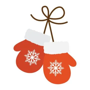 Pair of red mittens. Stock Illustration