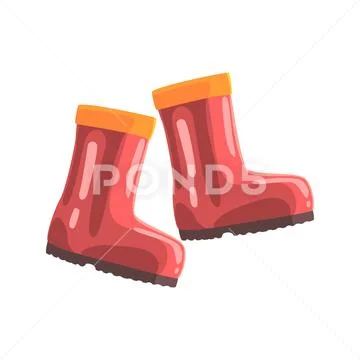Pair of red rubber boots cartoon vector Illustration Stock Illustration