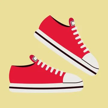 A pair of red sneakers. Vector illustration in flat style Illustrazione stock