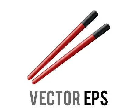A pair of red wood equal length chopsticks vector icon, eating utensil used t Illustrazione stock