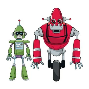 Pair robots electronic android Illustrazione stock