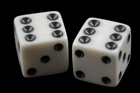 Pair of rolled dice showing double six Stock Photos