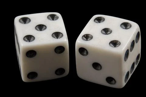 Pair of rolled dice showing double five Stock Photos