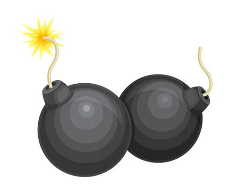Pair of round bomb with wick vector illustration on white background Stock Illustration