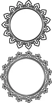 Pair of round frames in hand drawn style Stock Illustration