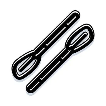 Pair of rowing oars black line art icon Stock Illustration