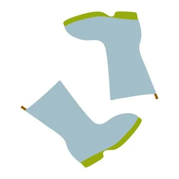 Pair of Rubber Boot in Blue color, Waterproof Autumn or Spring Footwear for S Stock Illustration