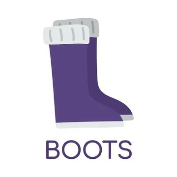 Pair of rubber boots. Study word for dictionary. High waterproof shoes for Stock Illustration