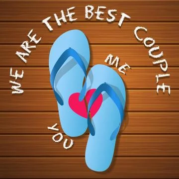 A pair of rubber flipflops on a wood panel Stock Illustration